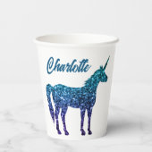 ユニコーンスパークルスアクアブルーグラデーション名前をカスタムする 紙コップ (裏面)