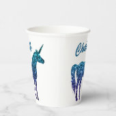 ユニコーンスパークルスアクアブルーグラデーション名前をカスタムする 紙コップ (右)