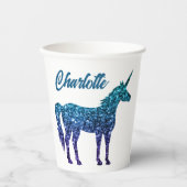 ユニコーンスパークルスアクアブルーグラデーション名前をカスタムする 紙コップ (正面)