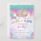 ユニコーンスライム誕生日招待状スライムパーティー 招待状 (正面)