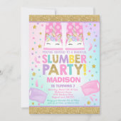 ユニコーンスランバーパーティー誕生日招待状 招待状 (正面)
