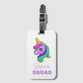 ユニコーンスリーポバースクワッド誕生日パーティー ラゲッジタグ (正面縦)