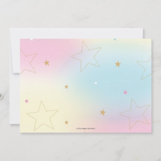 ユニコーンスロッスプールパーティー誕生日ガールフォト 招待状 (裏面)