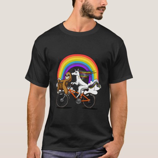 ユニコーンスロース自転車、魔法のレインボーガールズ Tシャツ (正面)