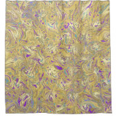 ユニコーンスワールパープルブルー金ゴールドグリッターグラム シャワーカーテン (正面)