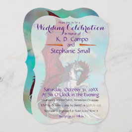 ユニコーンズ結婚お祝い招待状ドラゴンレッド 招待状