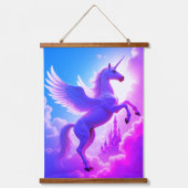 ユニコーンセットウッドトップウォールタペストリー2パネル 吊り下げ型タペストリー (正面)