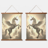 ユニコーンセットウッドトップウォールタペストリー2パネル 吊り下げ型タペストリー (ダブル)