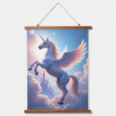 ユニコーンセットウッドトップウォールタペストリー2パネル 吊り下げ型タペストリー (正面2)