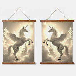 ユニコーンセットウッドトップウォールタペストリー2パネル 吊り下げ型タペストリー