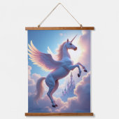ユニコーンセットウッドトップウォールタペストリー3パネル 吊り下げ型タペストリー (正面)