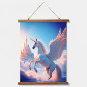 ユニコーンセットウッドトップウォールタペストリー3パネル 吊り下げ型タペストリー (正面3)