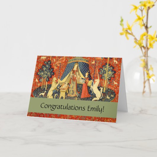 ユニコーンタペストリーレディーレジェンド中世 カード (黄色い花)