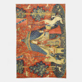 ユニコーンタペストリーレディーレジェンド中世 キッチンタオル (縦)