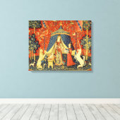 ユニコーンタペストリーレディーレジェンド中世 キャンバスプリント (インサイチュ (ウッドフロア))