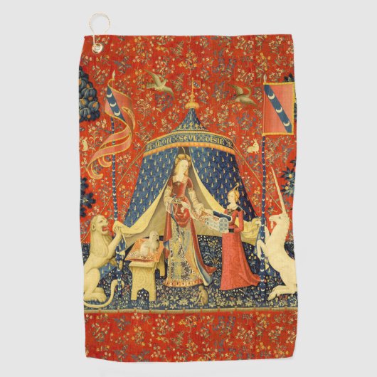 ユニコーンタペストリーレディーレジェンド中世 ゴルフタオル (正面)