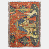 ユニコーンタペストリーレディーレジェンド中世 スローブランケット (正面縦)