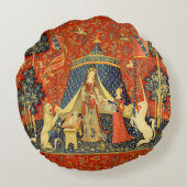 ユニコーンタペストリーレディーレジェンド中世 ラウンドクッション (裏面)