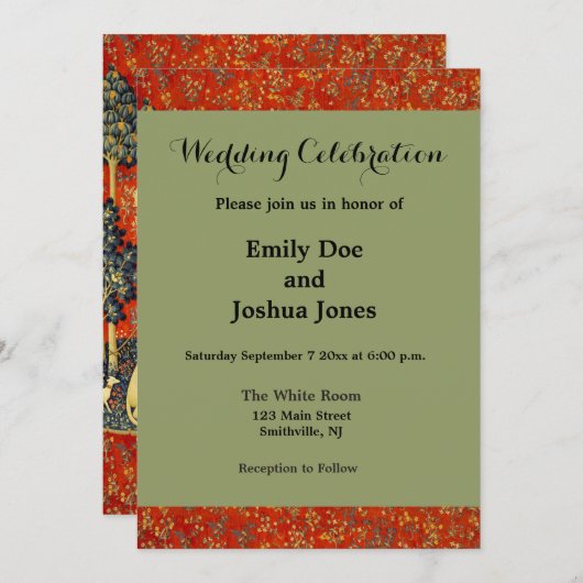 ユニコーンタペストリーレディーレジェンド中世 招待状 (正面/裏面)