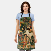 ユニコーンタペストリー中世クラシック狩り エプロン (着用した状態)