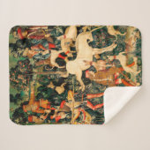 ユニコーンタペストリー中世クラシック狩り シェルパブランケット (正面(横))