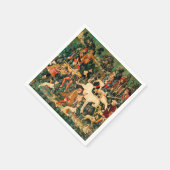 ユニコーンタペストリー中世クラシック狩り スタンダードカクテルナプキン (角)