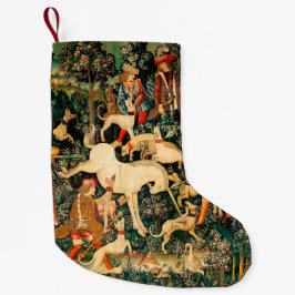 ユニコーンタペストリー中世クラシック狩り スモールクリスマスストッキング