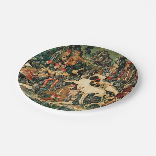ユニコーンタペストリー中世クラシック狩り ペーパープレート (アングル)