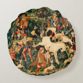 ユニコーンタペストリー中世クラシック狩り ラウンドクッション (裏面)