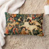 ユニコーンタペストリー中世クラシック狩り ランバークッション (ブランケット)