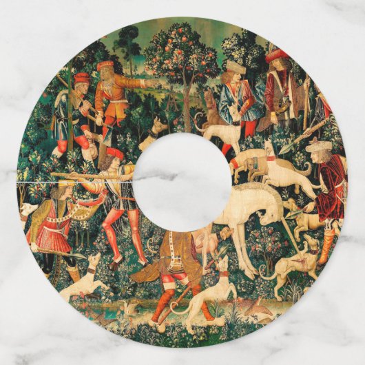 ユニコーンタペストリー中世クラシック狩り ワイングラスタグ (正面)