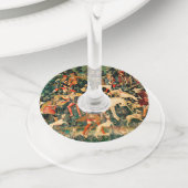 ユニコーンタペストリー中世クラシック狩り ワイングラスタグ (クローズアップ)