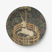 ユニコーンタペストリー捕獲中世タペストリー ペーパープレート (正面)