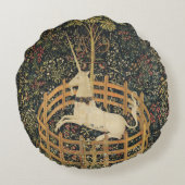 ユニコーンタペストリー捕獲中世タペストリー ラウンドクッション (裏面)