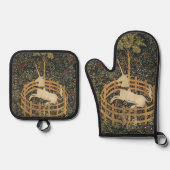 ユニコーンタペストリー捕獲中世タペストリー 鍋つかみ&鍋敷きセット (正面)