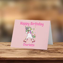ユニコーンダビングローラスケートで滑る誕生日 カード