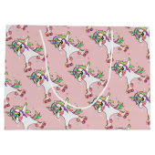 ユニコーンダビングローラスケートで滑る誕生日 ラージペーパーバッグ (裏面)