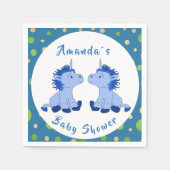 ユニコーンツインボーイ赤ちゃんシャワーパーティー スタンダードカクテルナプキン (正面)
