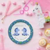 ユニコーンツイン男の子ベビーシャワーパーティー ペーパープレート (パーティー)