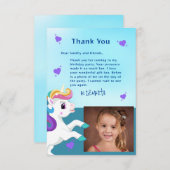 ユニコーンティール(緑がかった色)フォト誕生日サンキューカード サンキューカード (正面/裏面)