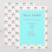 ユニコーンティール（緑がかった色）招待状 招待状 (正面/裏面)