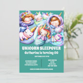 ユニコーンテーマのスランバーパジャマの子供 招待状 (スタンド正面)