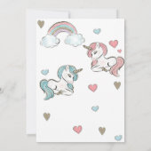 ユニコーンテーマのベビーシャワー招待状デザイン 招待状 (裏面)