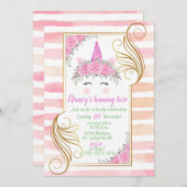 ユニコーンテーマベビー誕生日招待状 招待状 (正面/裏面)
