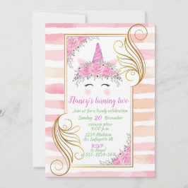 ユニコーンテーマベビー誕生日招待状 招待状