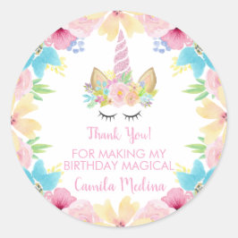 ユニコーンテーマ誕生日パーティー魔法フローラ花 ラウンドシール