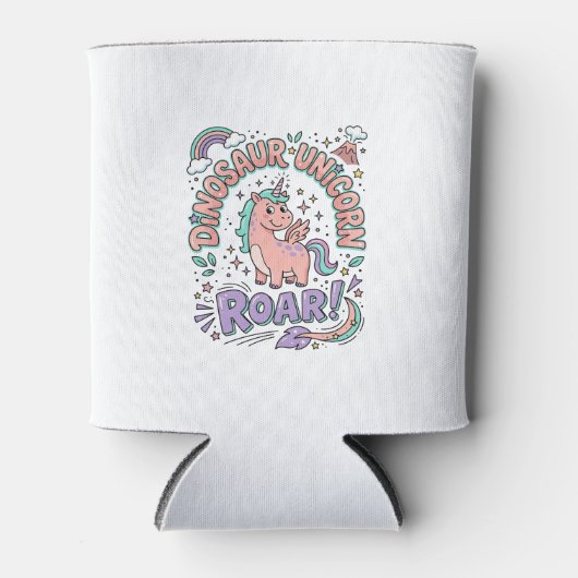 ユニコーンディノサウルス ユニコーンの雄叫び レトロスタイルTシャツ 缶クーラー (正面)