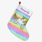 ユニコーンデザインクリスマスストッキング ラージクリスマスストッキング (正面 (吊り時))