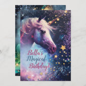 ユニコーンデザインパーティの招待状 招待状 (正面/裏面)