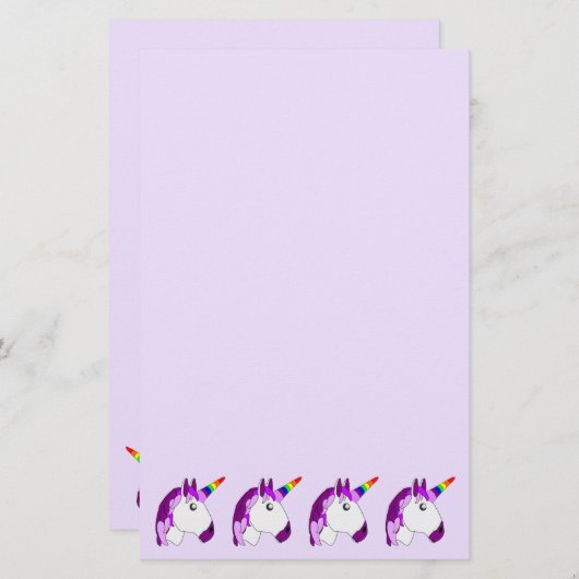 ユニコーンデザイン パーソナライズされた 便箋 (正面/裏面)